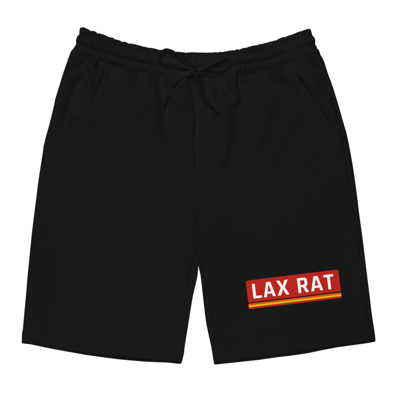 Fleece Shorts, lacrosse fleece shorts from Lax Rat Supply Co. in black, front view