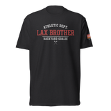 Lax Brother Athletic Dept. Black Tee, lacrosse t-shirt from Lax Rat Supply Co. in black, front view