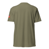 The Original Field Tee, lacrosse t-shirt from Lax Rat Supply Co. in military green, back view