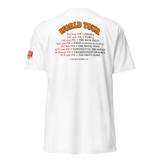 World Tour Tee, lacrosse t-shirt from Lax Rat Supply Co. in white, back view