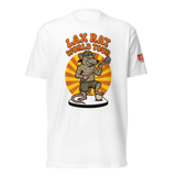 World Tour Tee, lacrosse t-shirt from Lax Rat Supply Co. in white, front view