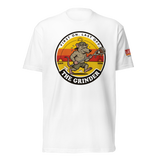 The Grinder Tee, lacrosse t-shirt from Lax Rat Supply Co. in white, front view