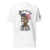 Land of the Free, Home of the Lax Rats Tee, lacrosse t-shirt from Lax Rat Supply Co. in white, front view