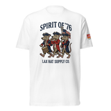 Spirit of '76 Tee, lacrosse t-shirt from Lax Rat Supply Co. in white, front view