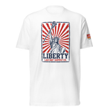 Liber-Tee, lacrosse t-shirt from Lax Rat Supply Co. in white, front view