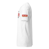 Lax Mom Athletic Dept. White Tee, lacrosse t-shirt from Lax Rat Supply Co. in white, left side view