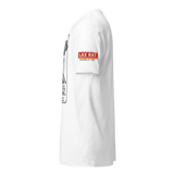 The Maverick White Tee, lacrosse t-shirt from Lax Rat Supply Co. in white, left side view