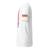 Liber-Tee, lacrosse t-shirt from Lax Rat Supply Co. in white, left side view