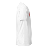 Lax Mom Athletic Dept. White Tee, lacrosse t-shirt from Lax Rat Supply Co. in white, right side view