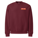 Logo Sweatshirt, lacrosse crewneck sweatshirt from Lax Rat Supply Co. in maroon, front view