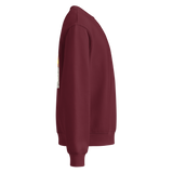 Le Jeu de la Crosse Crewneck Sweatshirt, lacrosse crewneck sweatshirt from Lax Rat Supply Co. in maroon, right side view