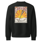 Le Jeu de la Crosse Crewneck Sweatshirt, lacrosse crewneck sweatshirt from Lax Rat Supply Co. in vintage black, back view