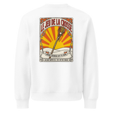 Le Jeu de la Crosse Crewneck Sweatshirt, lacrosse crewneck sweatshirt from Lax Rat Supply Co. in white, back view