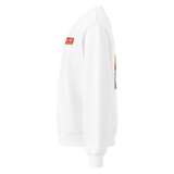 Le Jeu de la Crosse Crewneck Sweatshirt, lacrosse crewneck sweatshirt from Lax Rat Supply Co. in white, left side view