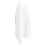Le Jeu de la Crosse Crewneck Sweatshirt, lacrosse crewneck sweatshirt from Lax Rat Supply Co. in white, right side view