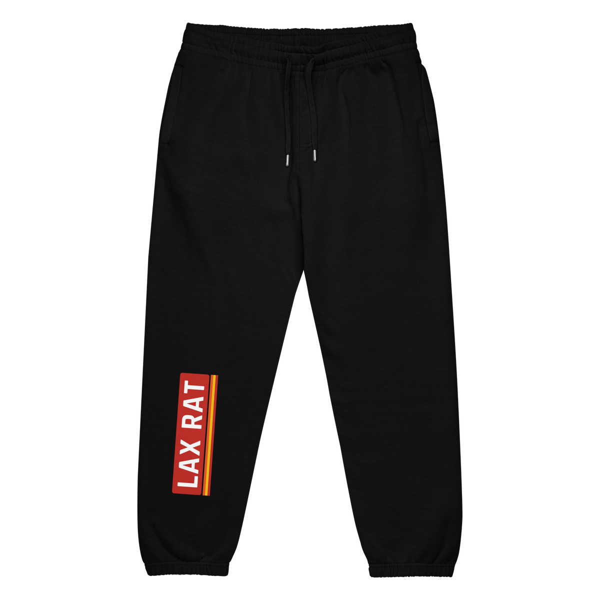 Logo Sweatpants, lacrosse sweatpants from Lax Rat Supply Co. in black, front view